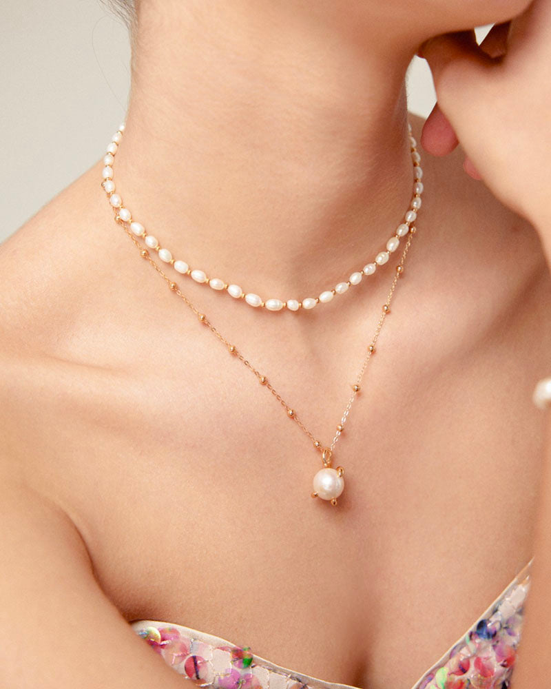 Molten Pearl Drop Pendant Necklace