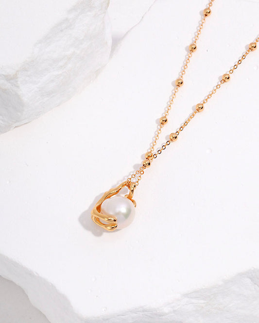 Molten Pearl Drop Pendant Necklace