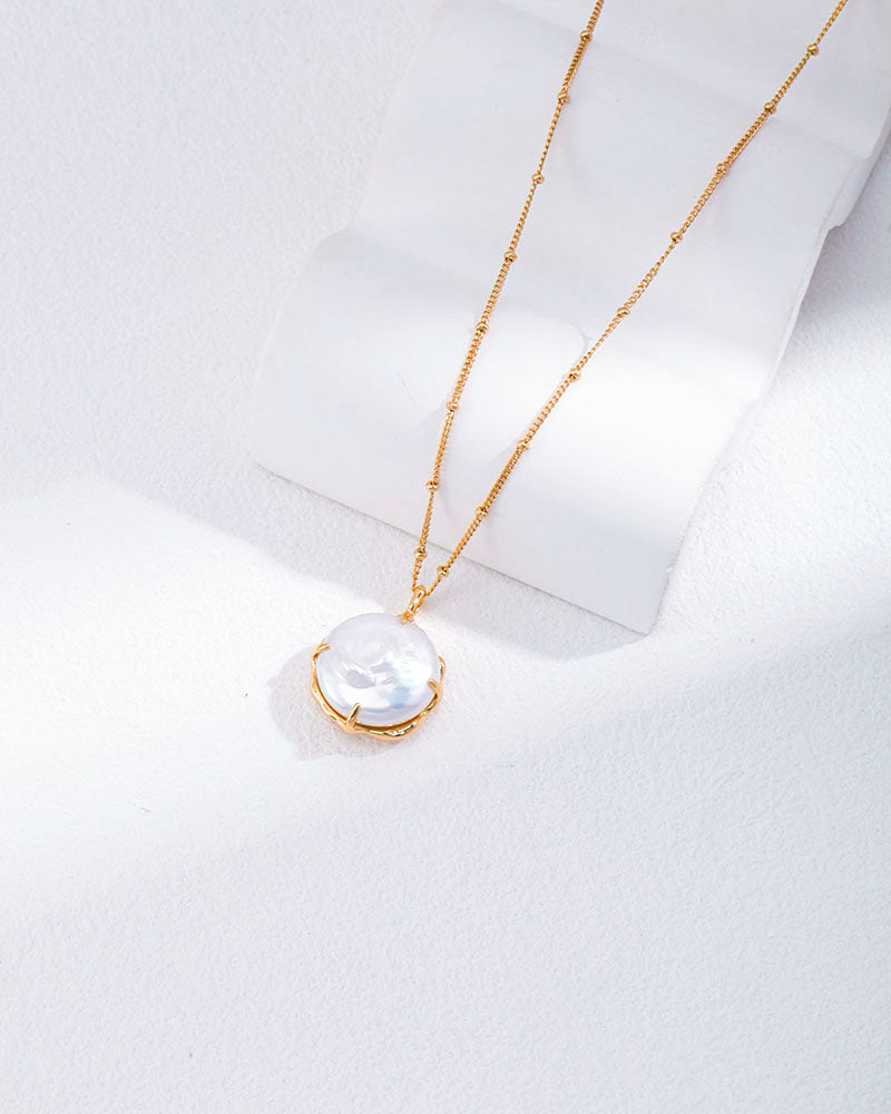 Molten Wrap Pearl Pendant Necklace