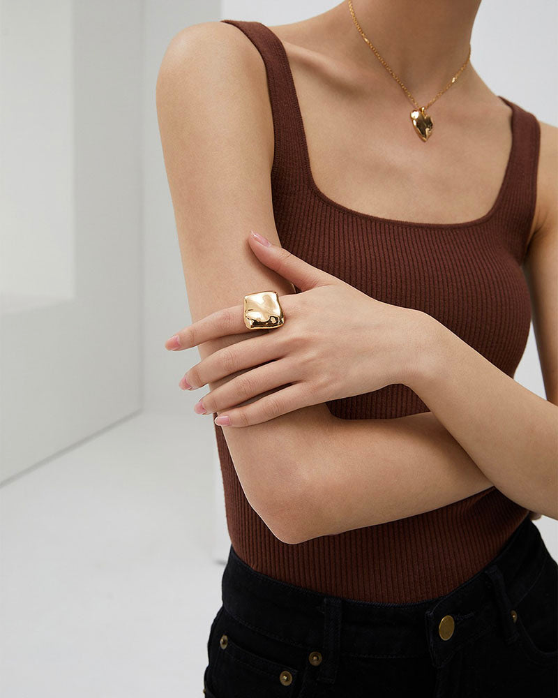 Oversize Square Open Ring