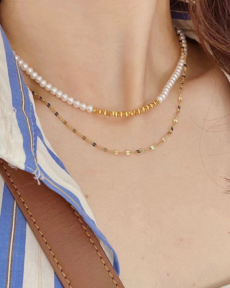 Pearl Gold Beaded Necklace