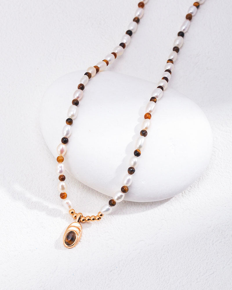 Pearl Beaded Gemstone Necklace