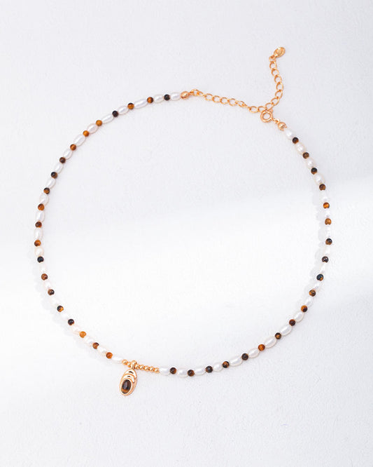 Pearl Beaded Gemstone Necklace