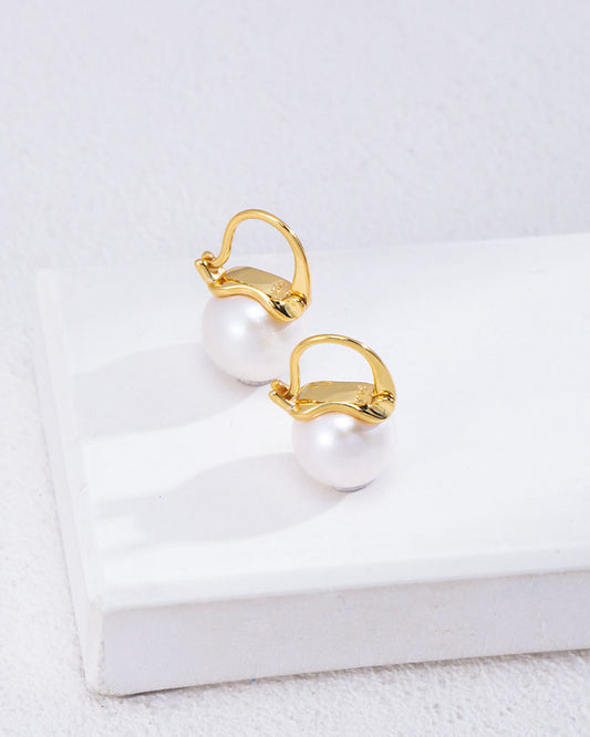 Pearl Drop Mini Hoop Earrings