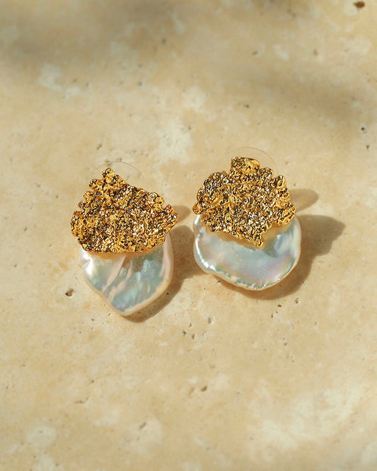 Petal Baroque Pearl Stud Earrings