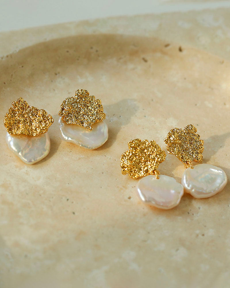 Petal Baroque Pearl Stud Earrings