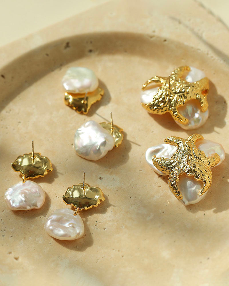 Petal Baroque Pearl Stud Earrings