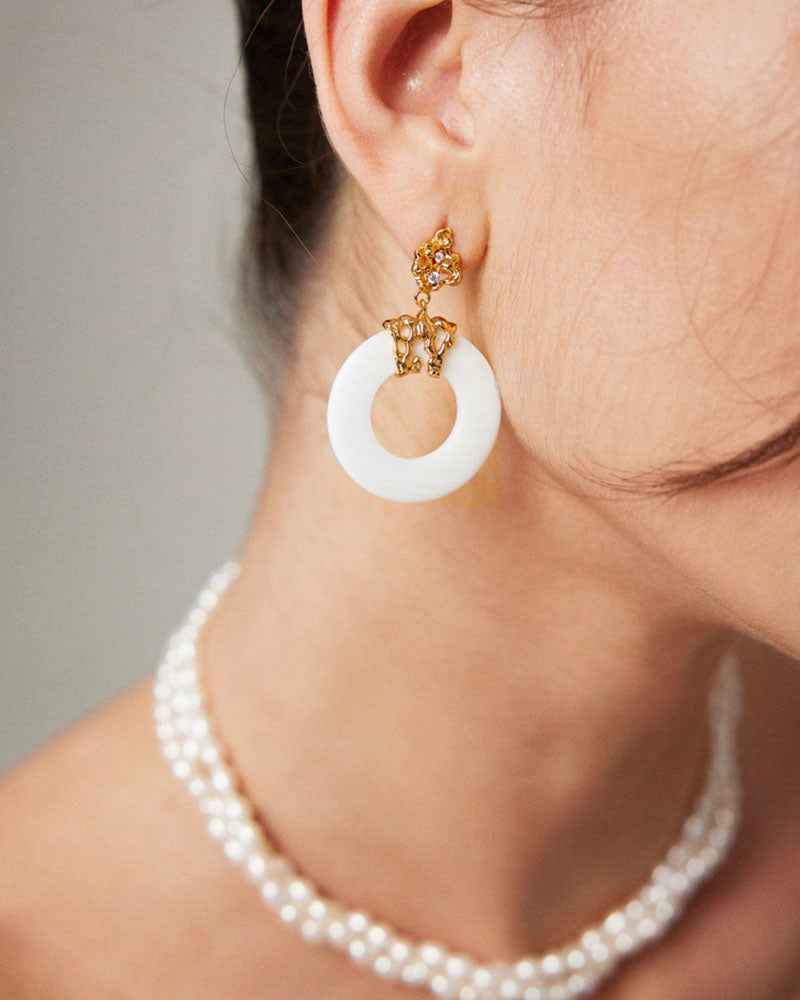 Shell Hoop Drop Earrings