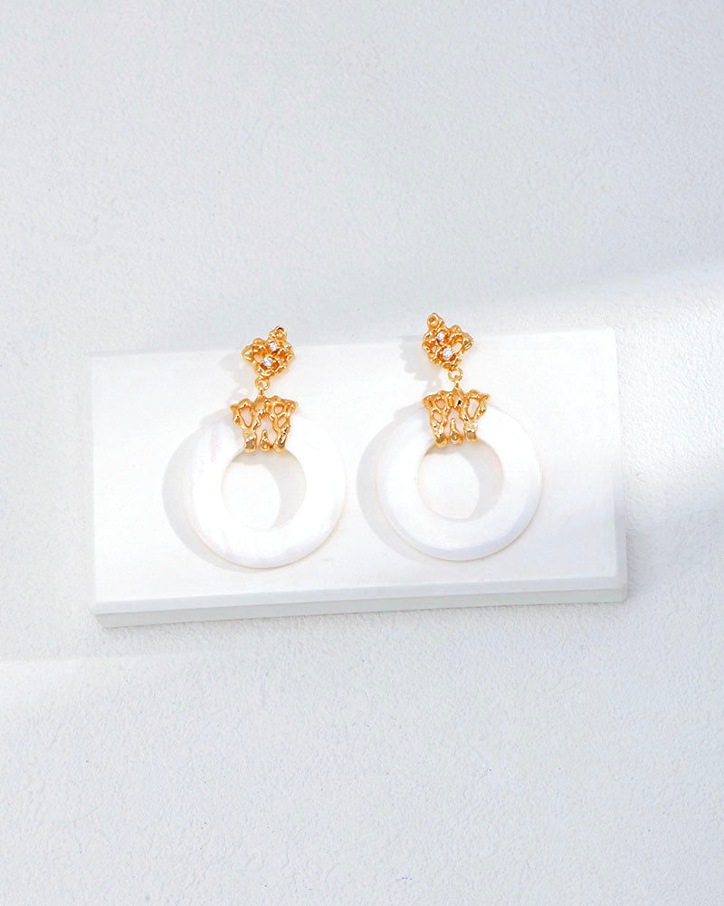 Shell Hoop Drop Earrings