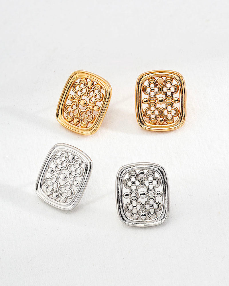 Square Ornate Bloom Studs