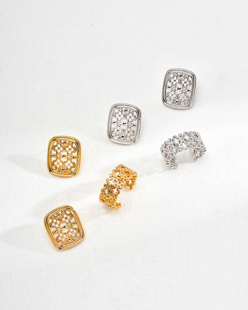 Square Ornate Bloom Studs