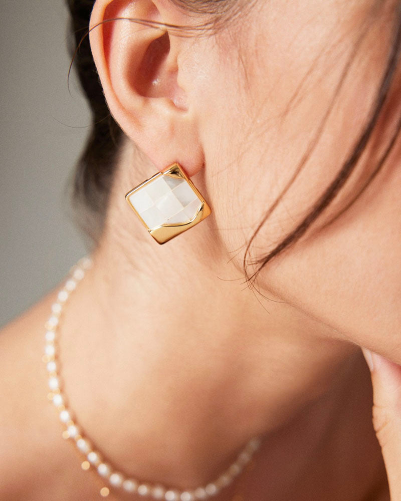 Squared Shell Stud Earrings