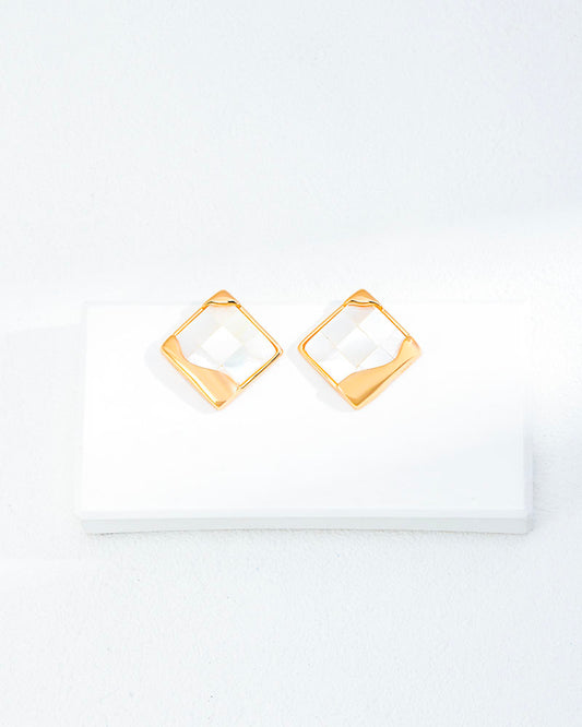 Squared Shell Stud Earrings