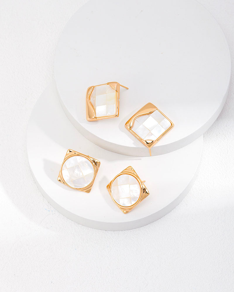 Squared Shell Stud Earrings