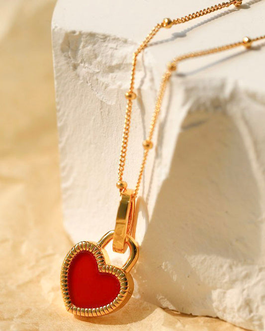 Two Sided Heart Padlock Necklace