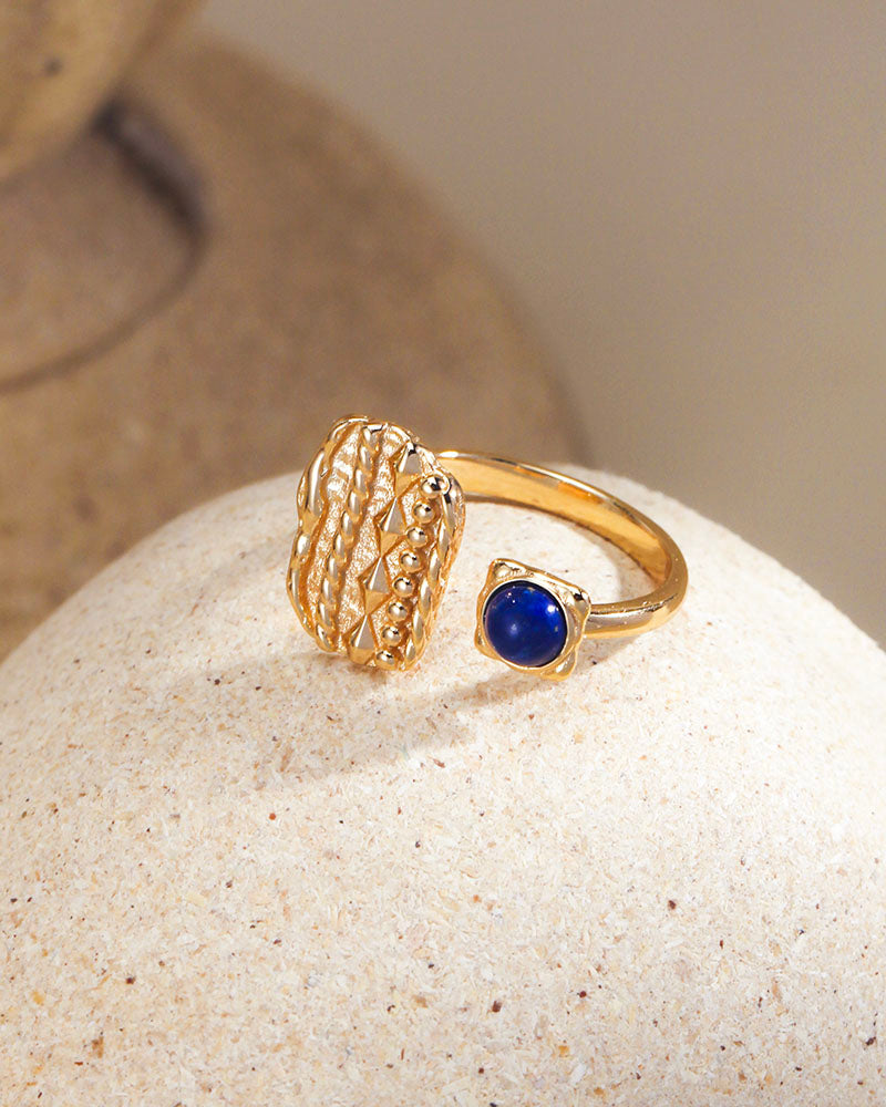 Vintage Geometry Lapis Ring