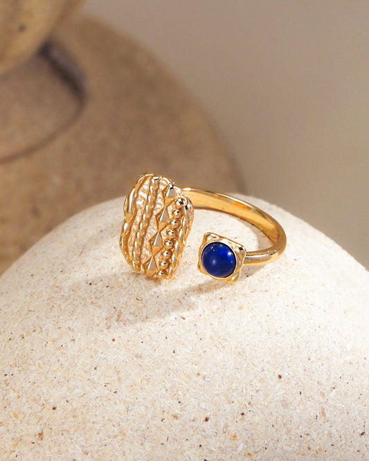 Vintage Geometry Lapis Ring