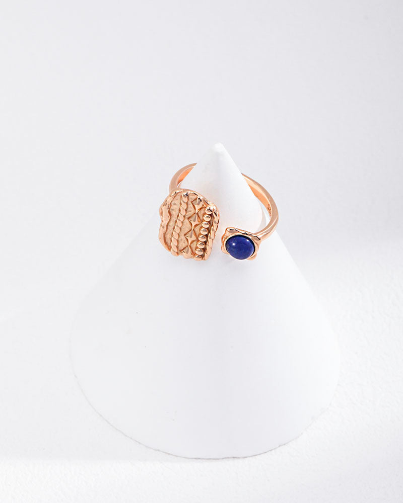 Vintage Geometry Lapis Ring