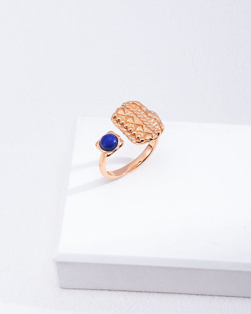 Vintage Geometry Lapis Ring