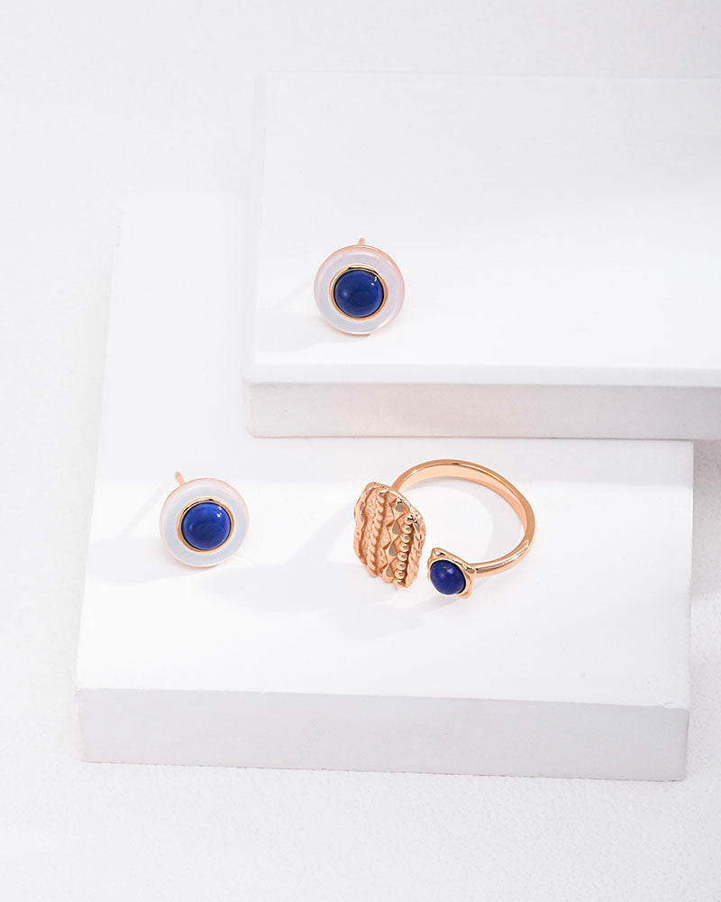 Vintage Geometry Lapis Ring