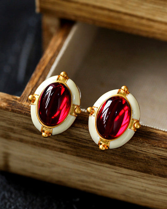 Vintage Ruby Stud Earrings