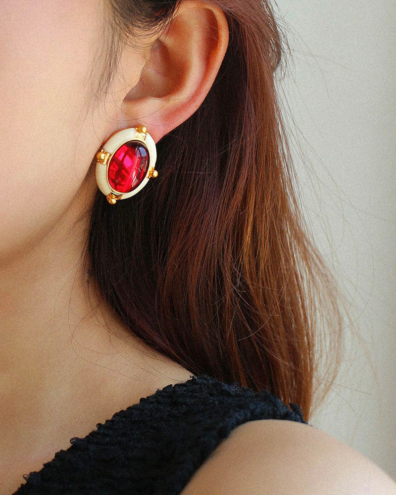 Vintage Ruby Stud Earrings