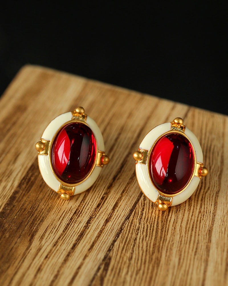 Vintage Ruby Stud Earrings