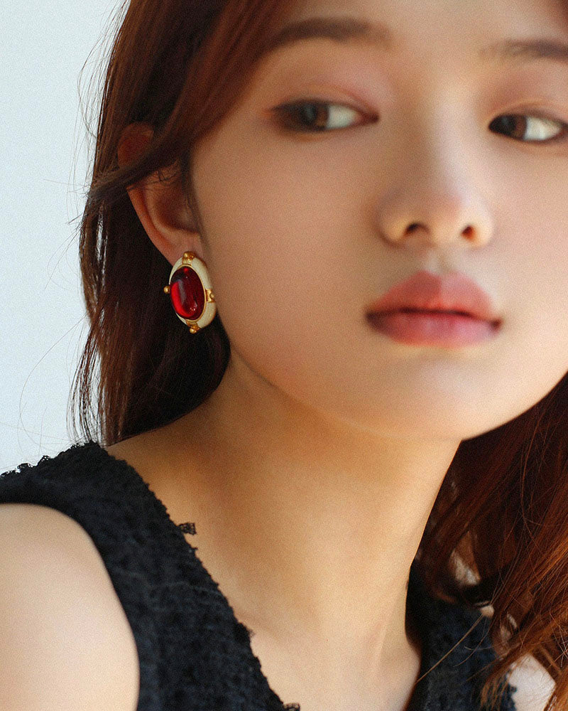 Vintage Ruby Stud Earrings