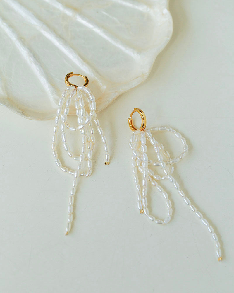 Whispering Waves Pearl Earrings