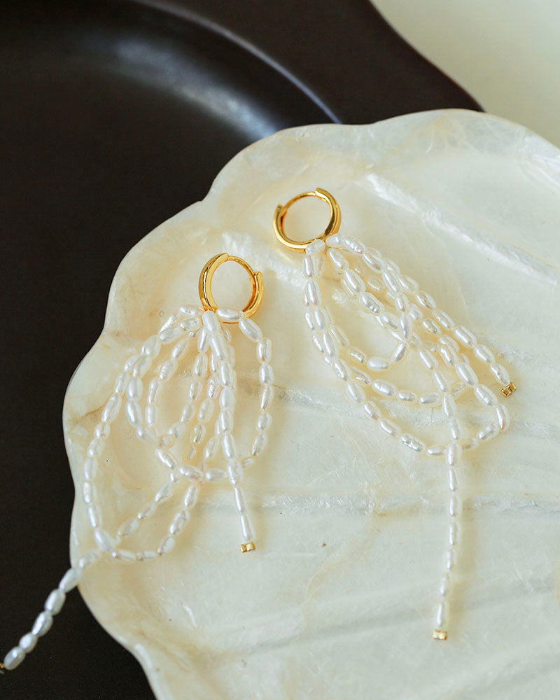 Whispering Waves Pearl Earrings