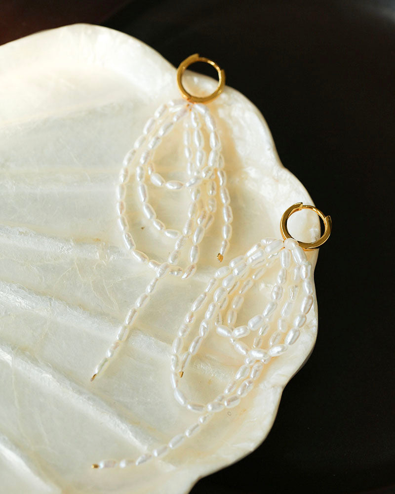 Whispering Waves Pearl Earrings