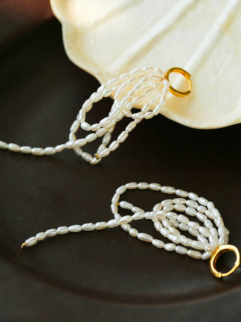 Whispering Waves Pearl Earrings