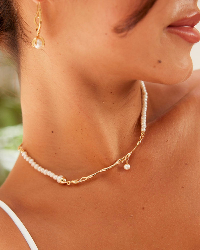 Whispering Waves Pearl Necklace